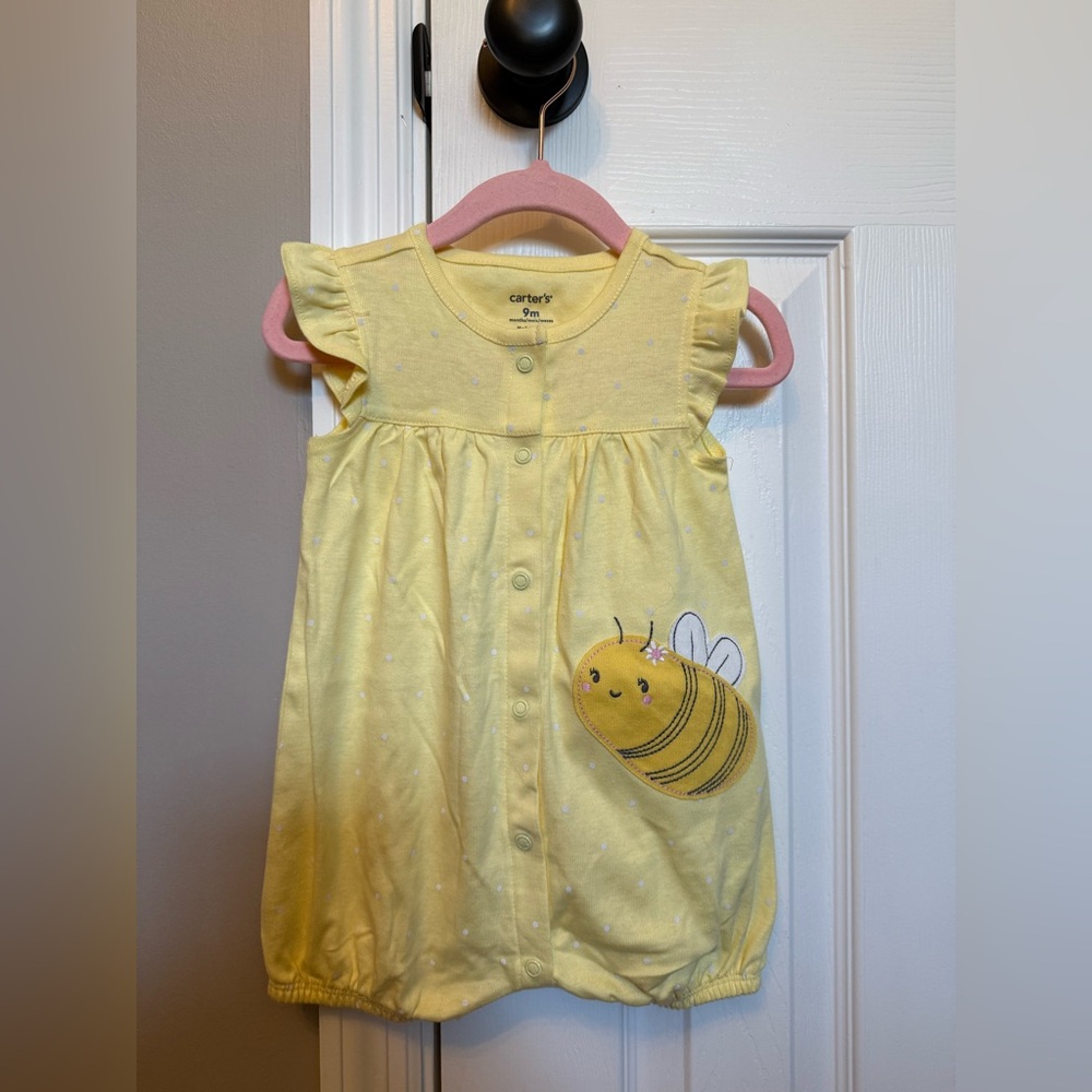 Carter's Sunny Yellow Romper with Bee Appliqué